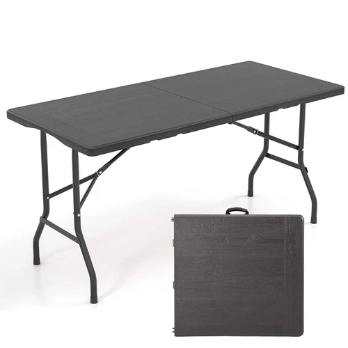 Sulankstomas lauko stalas, Juoda, 152 × 74 × 70 cm