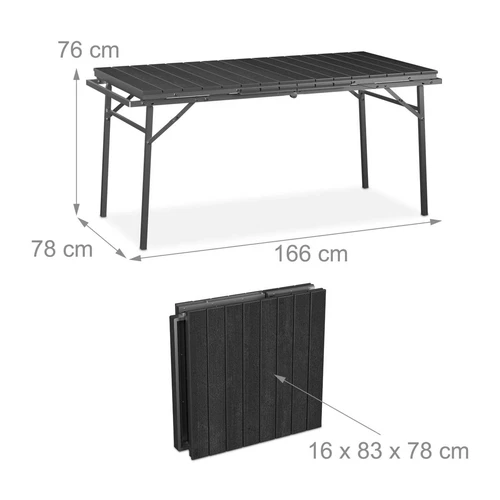 Sulankstomas lauko stalas Relaxdays, ištraukiamas, iki 8 žmonių, 166 × 76 × 78 cm - Kėdės