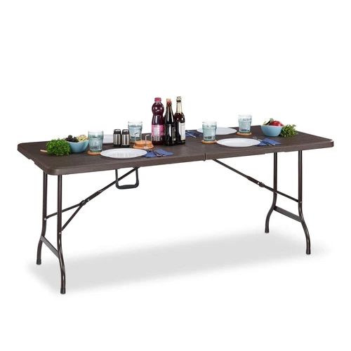Sulankstomas lauko stalas Relaxdays, Rudas, 180 × 73 × 74 cm