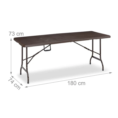 Sulankstomas lauko stalas Relaxdays, Rudas, 180 × 73 × 74 cm - Stalai