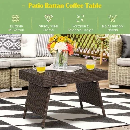 Sulankstomas lauko stalas, Rudas, 60 × 39 × 40 cm - Stalai