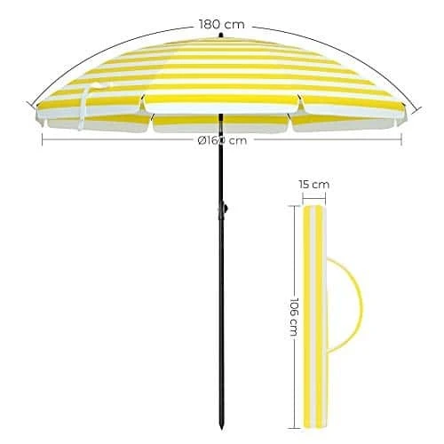 Geltonas ir baltas dryžuotas skėtis