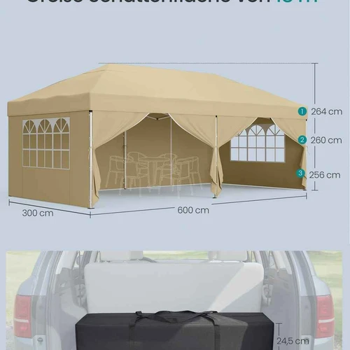 Sulankstomas paviljonas SONGMICS, 600 × 300 × 260 cm - Pavėsinės ir jų priedai