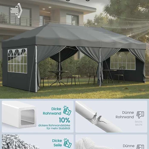Sulankstomas paviljonas SONGMICS, su transportavimo krepšiu, 600 × 300 × 260 cm - Pavėsinės ir jų priedai