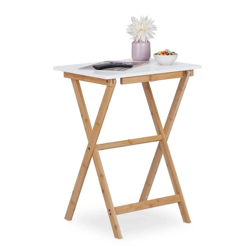Sulankstomas stalas Relaxdays, Balta, 37 × 63 × 47,5 cm