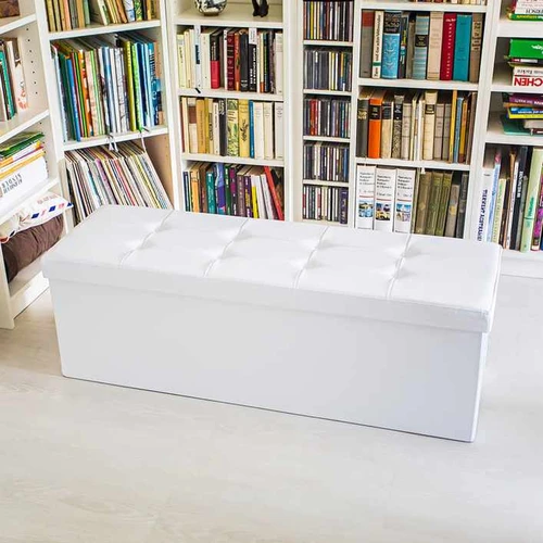 Sulankstomas suoliukas 38x114x38cm., baltos spalvos - Batų dėžės, stovai