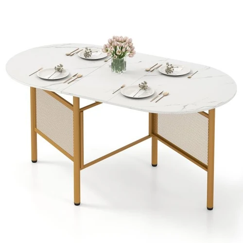 Sulankstomas valgomojo stalas, 3 viename, 6–8 žmonėms, Baltas, 150 × 76 × 80 cm