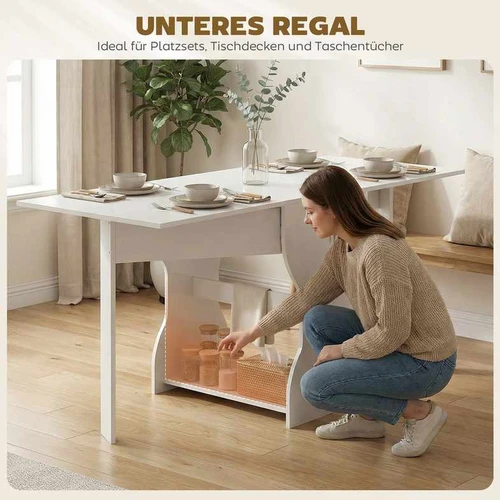 Sulankstomas valgomojo stalas, 4 asmenims, Balta, 160 × 75 × 60 cm - Stalai