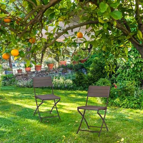 Sulankstomos lauko kėdės Relaxdays, 2 vnt, Rudos, 43,5 × 82 × 47 cm - Kėdės