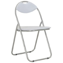 Sulankstomos valgomojo kėdės, 2vnt., baltos sp., dirbtinė oda - Kėdės