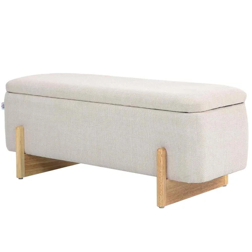 Suolas su daiktadėže Homcom 111x44x44,5cm., smėlio/šviesiai rudos spalvos