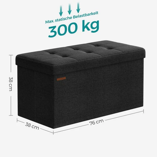 Suoliukas 76 cm sulankstomas su sandėliavimo talpa, juodos spalvos - Šezlongai, sėdmaišiai
