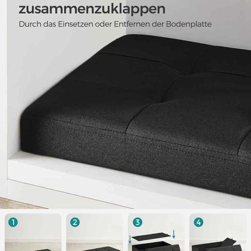 Suoliukas 76 cm sulankstomas su sandėliavimo talpa, juodos spalvos - Šezlongai, sėdmaišiai