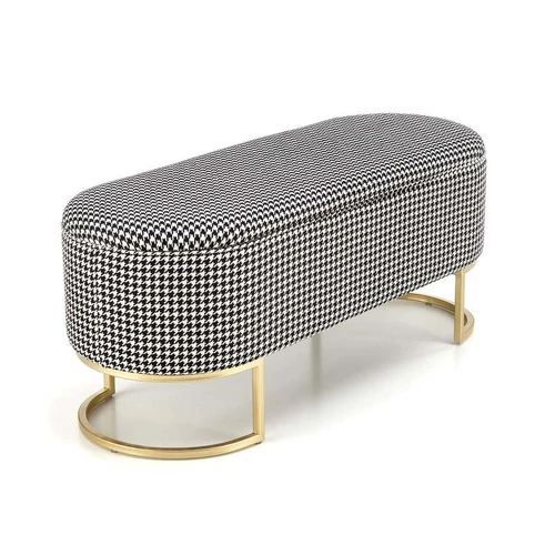 Nowoczesna ławka w odcieniach czerni, bieli i złota