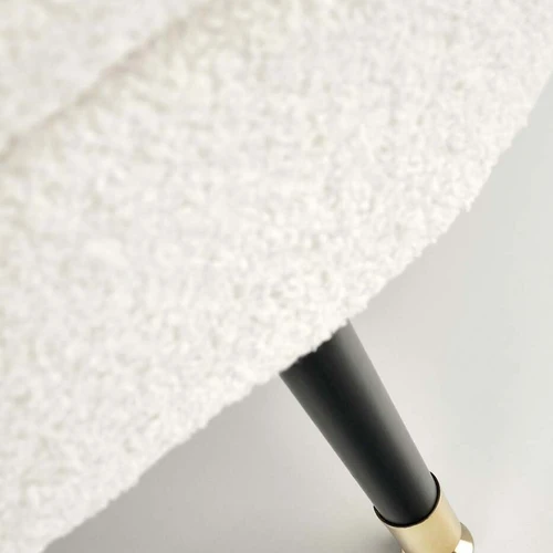 Elegantiškas suolas su kreminės spalvos audiniu ir plieno pagrindu