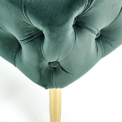 Aksominė kėdė su chromuoto plieno konstrukcija ir auksinėmis kojomis