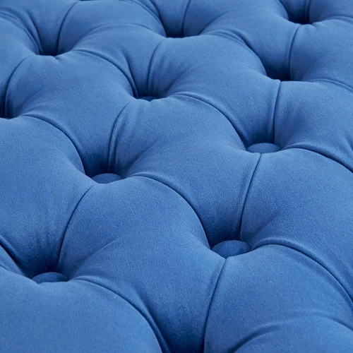 Ergonominė mėlyna sofos kėdė su chromuotu karkasu