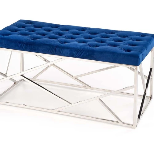 Patogi sofos kėdė 98 cm, tamsiai mėlyna ir sidabrinė spalva