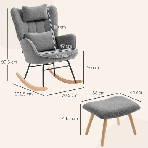 Supamasis fotelis, su pakoju, Tamsiai pilka, 70,5 × 101,5 × 99,5 cm - Foteliai