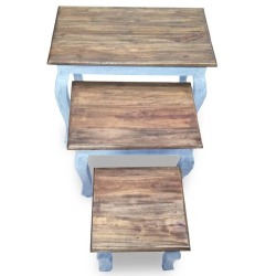 Sustumiamų staliukų komplektas, masyvi perdirbta mediena - Žurnaliniai (kavos) staliukai