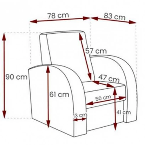 Kompaktiška 78 cm fotelė su ergonominėmis sėdynėmis