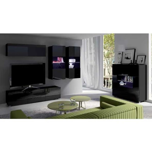 Svetainės komplektas CALABRIA 6 juodas/juodas blizgus