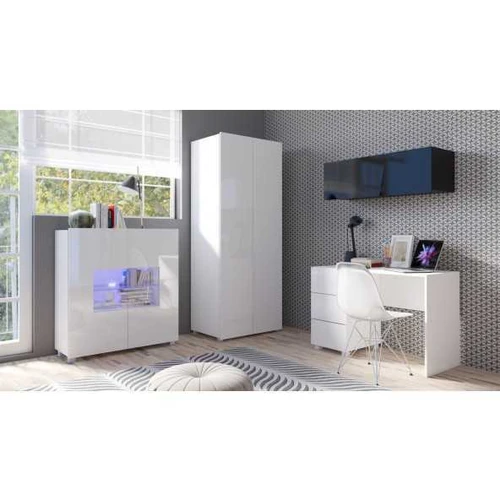 Svetainės komplektas CALABRIA 8 juodas / blizgus baltas