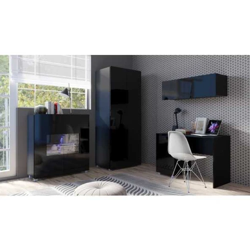 Svetainės komplektas CALABRIA 8 juodas / juodas blizgus