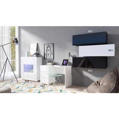 Auksinio ąžuolo spalvos baldai su LED apšvietimu