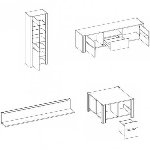 Visiškai komplektas baldų San Remo ąžuolo spalvoje
