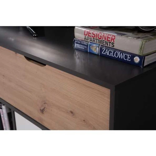 Ergonominė RTV komoda balta + ąžuolas