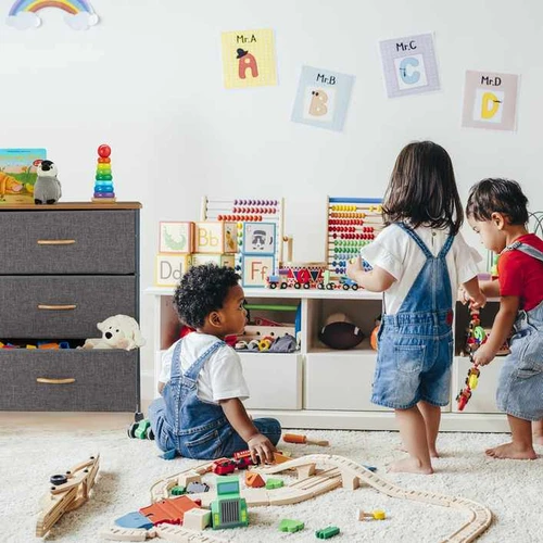 Svetainės spintelė 74,5x58x30cm., tamsiai pilkos/šviesiai rudos spalvos - Komodos, šoninės spintelės