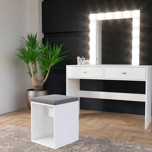 Laminuotos medžio drožlių plokštės balta taburetė su patogia sėdyne