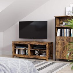 Televizoriaus lentyna su atvirais skyriais vintažinės rudos spalvos - TV spintelės