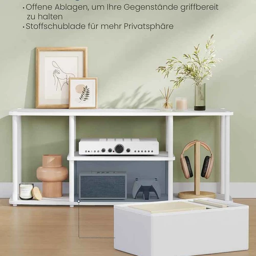 Televizoriaus spintelė SONGMICS HOME LTV500W01, Iki 50 colių, Balta, 110 × 46 × 35 cm - TV spintelės