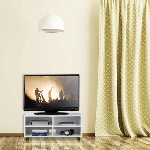 Televizoriaus staliukas Relaxdays 10025957.0, 4 skyriai, Balta, 80 × 35 × 35 cm - TV spintelės