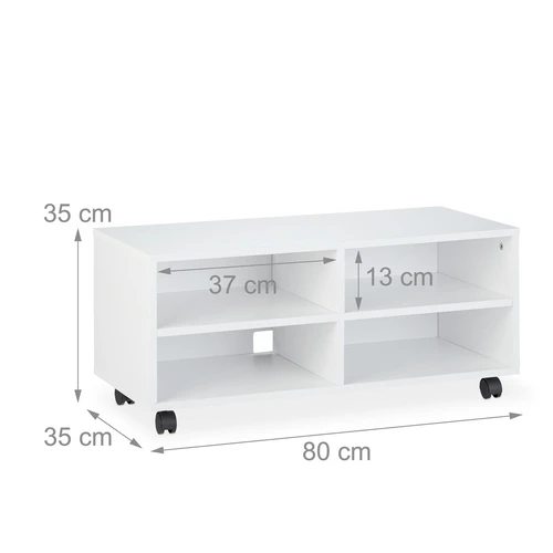 Televizoriaus staliukas Relaxdays 10025957.0, 4 skyriai, Balta, 80 × 35 × 35 cm - TV spintelės