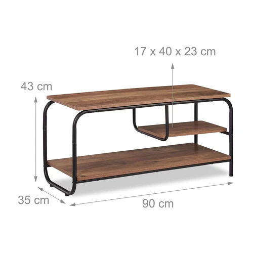 Televizoriaus staliukas Relaxdays 10025968.0, Su laikikliu, Ruda/juoda, 90 × 43 × 35 cm - TV spintelės
