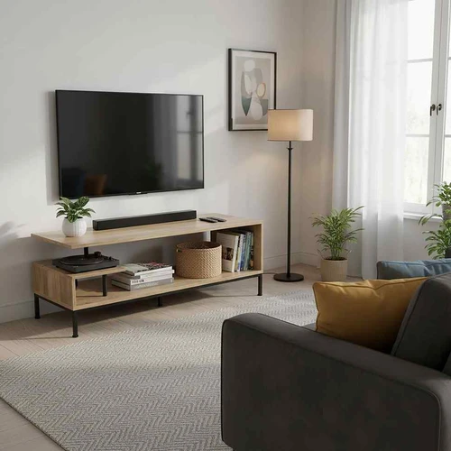 Televizoriaus staliukas Relaxdays, 3 atviros lentynos, 106 × 40 × 39,5 cm - TV spintelės