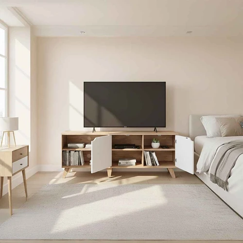 Televizoriaus staliukas Relaxdays, 6 skyriai, 140 × 50 × 40 cm - TV spintelės