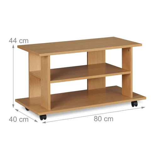 Televizoriaus staliukas Relaxdays, su ratukais ir lentynomis, 80 × 45 × 40 cm - TV spintelės