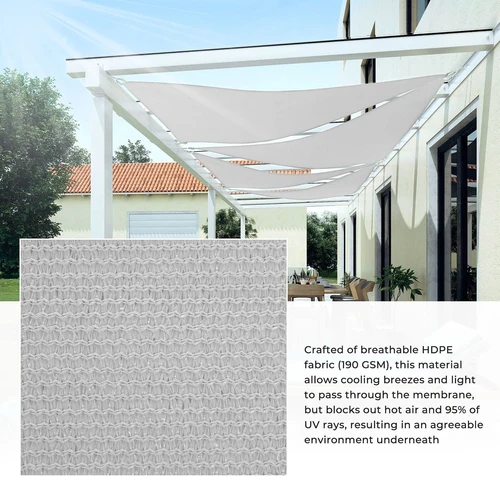 Lengvai montuojama saulės burė su nerūdijančio plieno žiedais