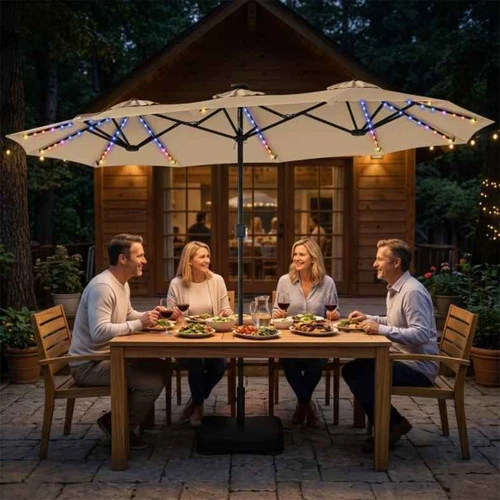 Terasos skėtis, 108 LED šviesos, 12,1 × 6,6 × 7,6 pėd - Lauko skėčiai