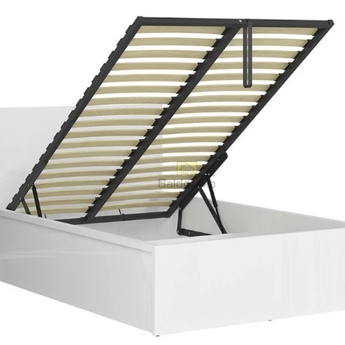 Lova su grotelėmis ir patalynės dėže, be čiužinio