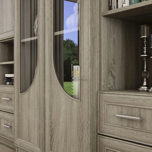 Ergonomiška sekcija su spinta ir TV staliuku šviesaus ąžuolo spalva