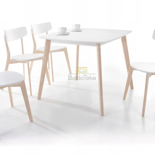 Stalas TIBI + 4 kėdės – natūralus medis ir MDF