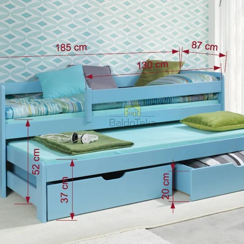 Ergonominė lova su poliuretaniniais čiužiniais ir apsaugine tvorele