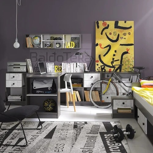 Grafitinė spintelė su enigma detalėmis, 77 cm aukščio