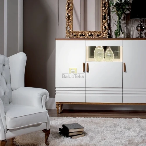 Stilinga MDF/PVC spinta su natūralaus medžio rankenėlėmis ir kojelėmis