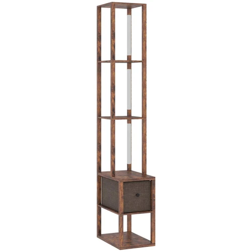 Toršeras, 3 lentynų pakopos ir stalčius, Ruda, 43,5 × 26,5 × 169 cm